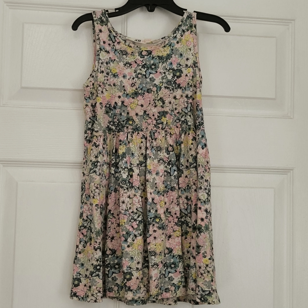 Girls multicolored flowers and butterflies dress